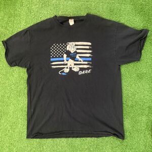 Vintage DARE Fruit-of-the-loom Cotton Men's L Navy T-shirt